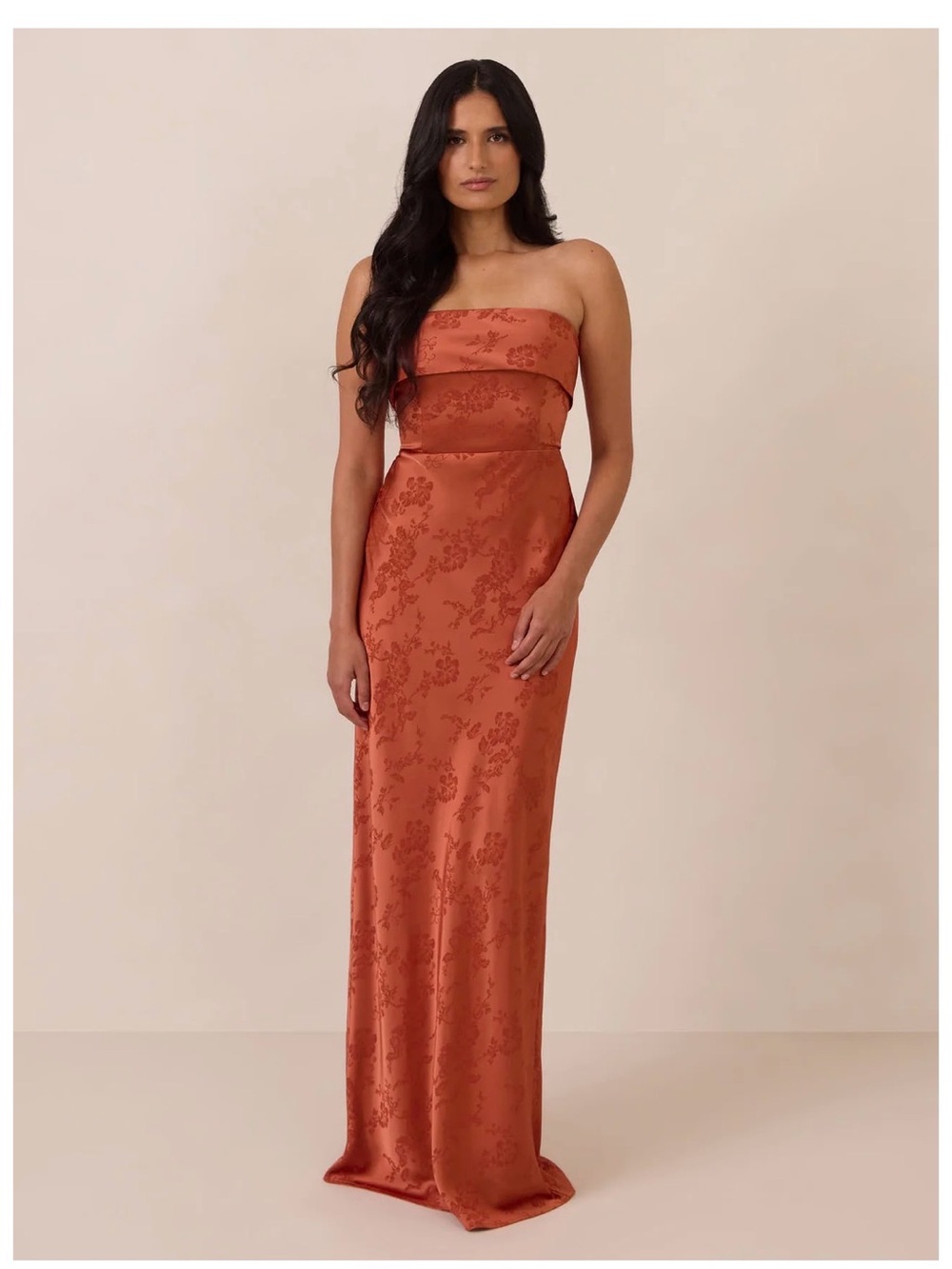 Park & Fifth Clay Jacquard Devon Strapless Satin Gown